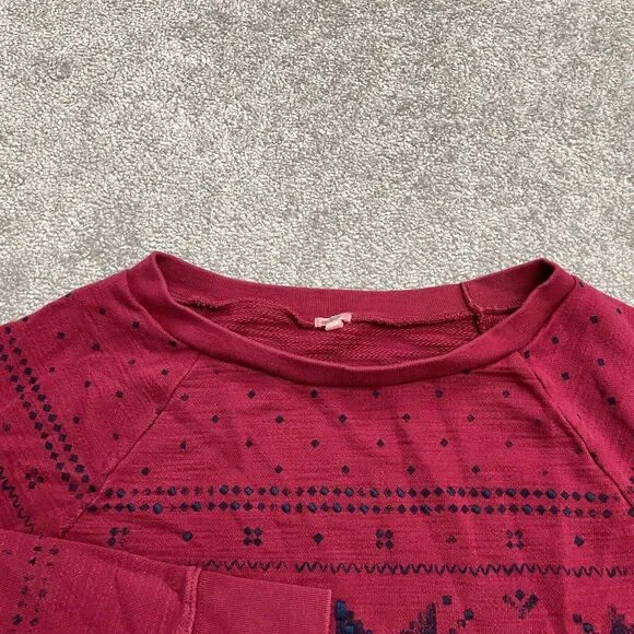 J.Crew Vintage Pullover Sweatshirt Womens Small Geometric Red Holiday Christmas - Picture 3 of 8